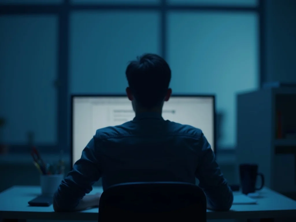 Exhausted professional at desk showing job burnout signs