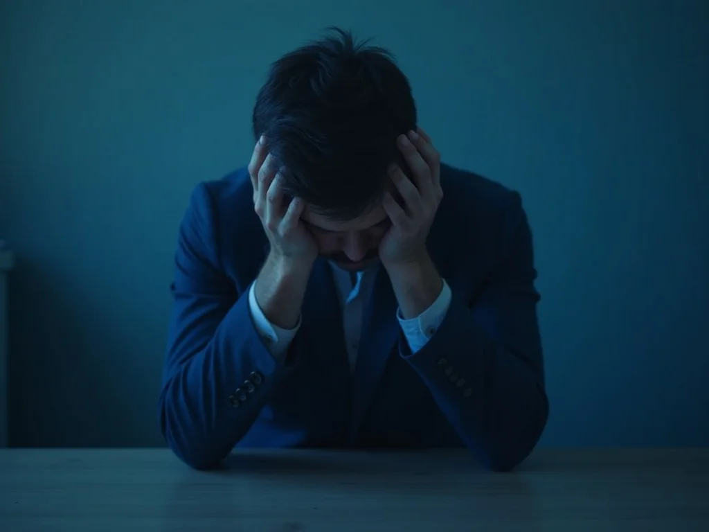 Person at desk showing signs of burnout and exhaustion