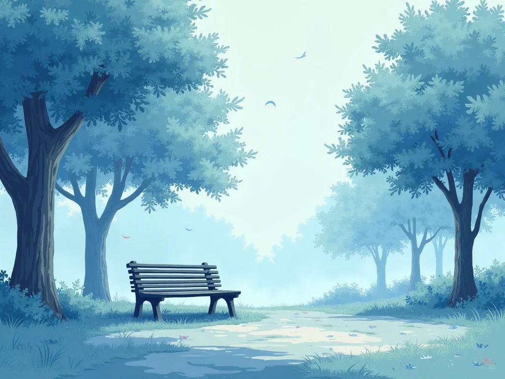 Peaceful park bench for burnout recovery